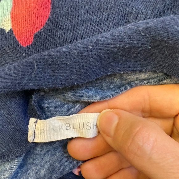 Pinkblush knee length blue floral print Maternity robe women's size Medium - Picture 5 of 6